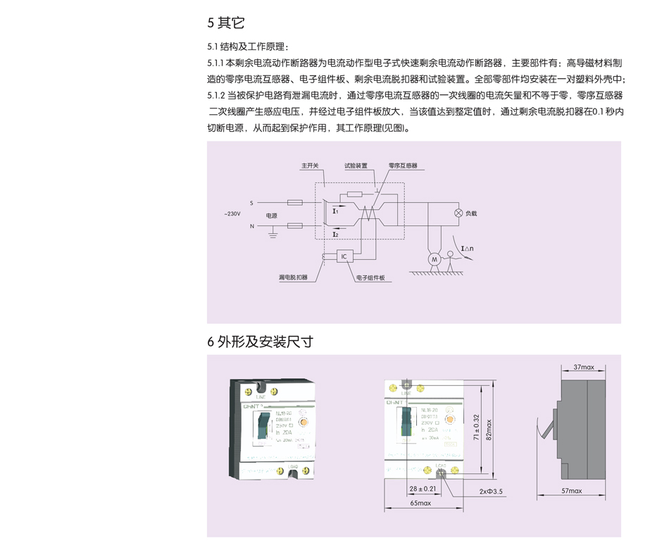 NL18系列剩余電流動作斷路器規格；NL18斷路器